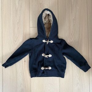 Navy Toggle Hoodie with Faux Fur Lining (Size 24m)